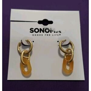 Sonoma Dangle Earrings In Matte Gold Tone With Yellow Acrylic Chain Link Accent